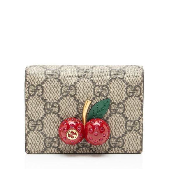 Gucci Accessories - Gucci GG Supreme Cherry Compact Wallet